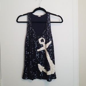 J Crew Sequin Anchor Tank Top